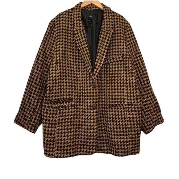 River Island houndstooth pattern Yellow Black sz 18 US Blazer - Picture 1 of 14